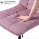 [Pink | Sonoma Oak] Kyvon dining set pink velvet chair with tufted back and black legs