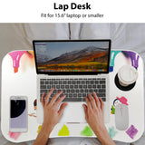 Foldable laptop desk table, space-saving design for easy portability and convenient use.