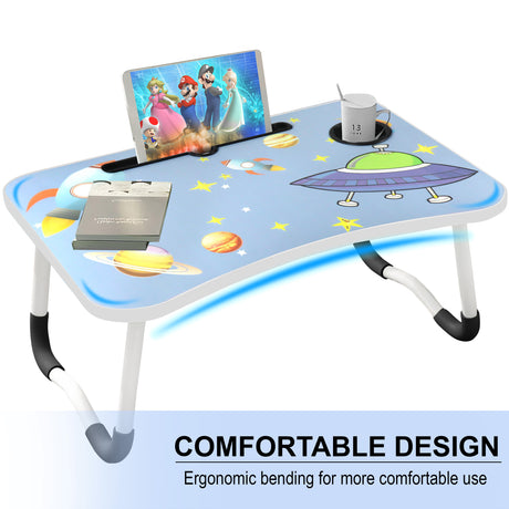 Laptop desk for bed, printed design with ergonomic bending for a comfortable & relaxing work.