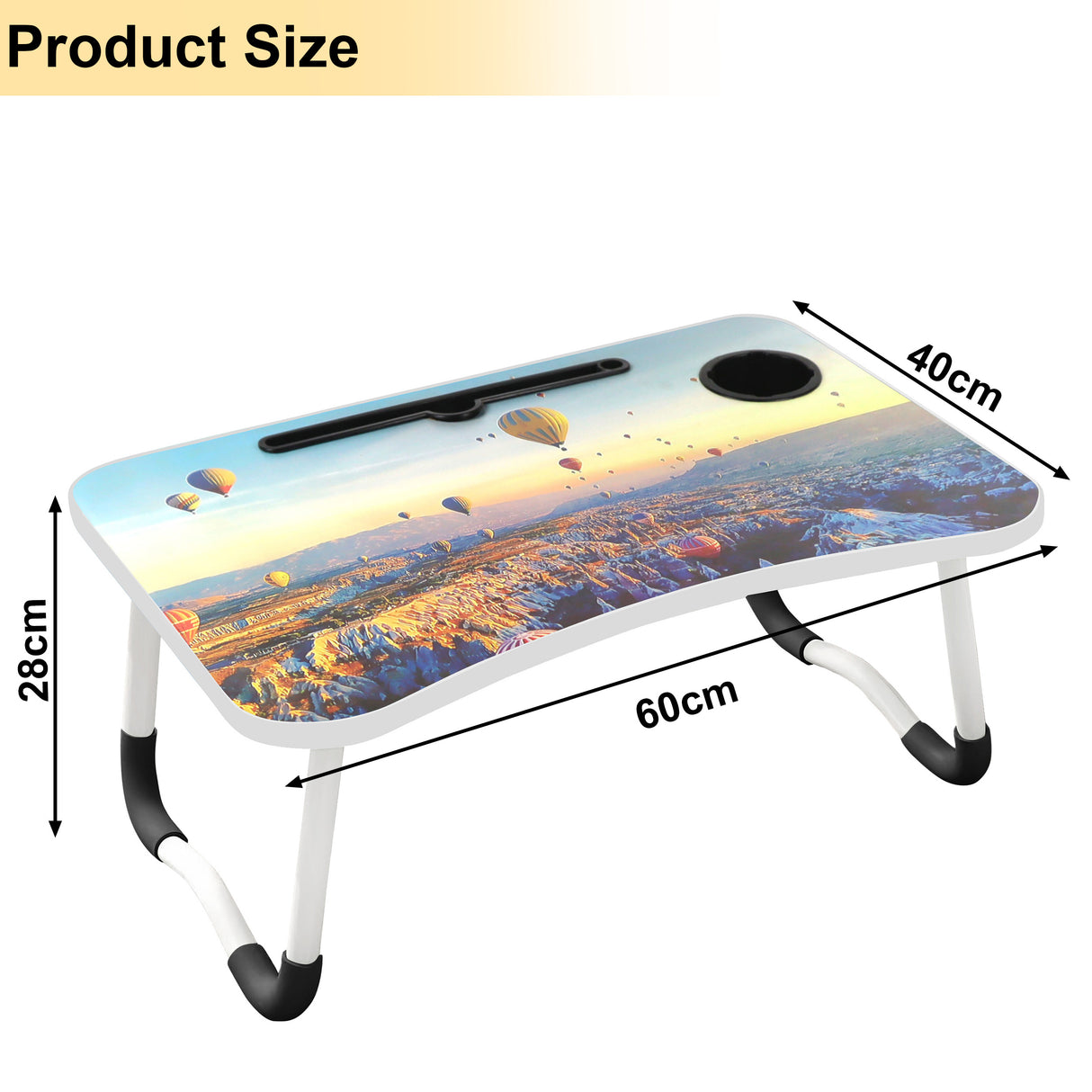 Laptop desk in the UK with ergonomic design and compact product dimensions for easy use.