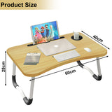 Wooden laptop table for bed, providing a stylish workspace from the comfort of your bed.