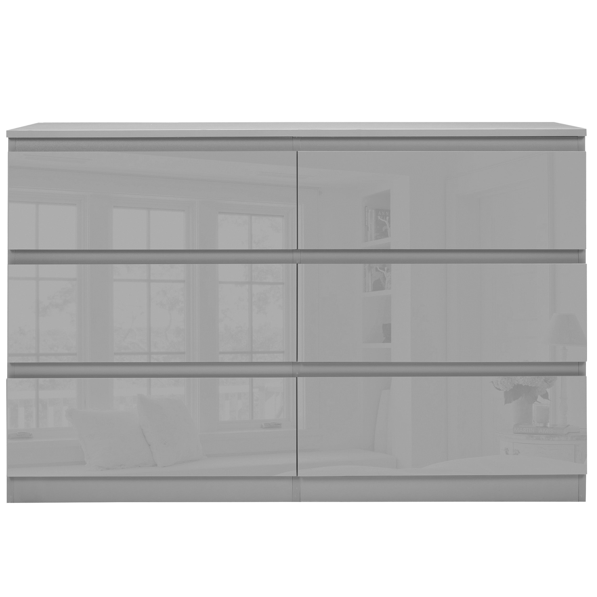 Large grey chest of drawers UK, offering spacious storage with a stylish, modern design.