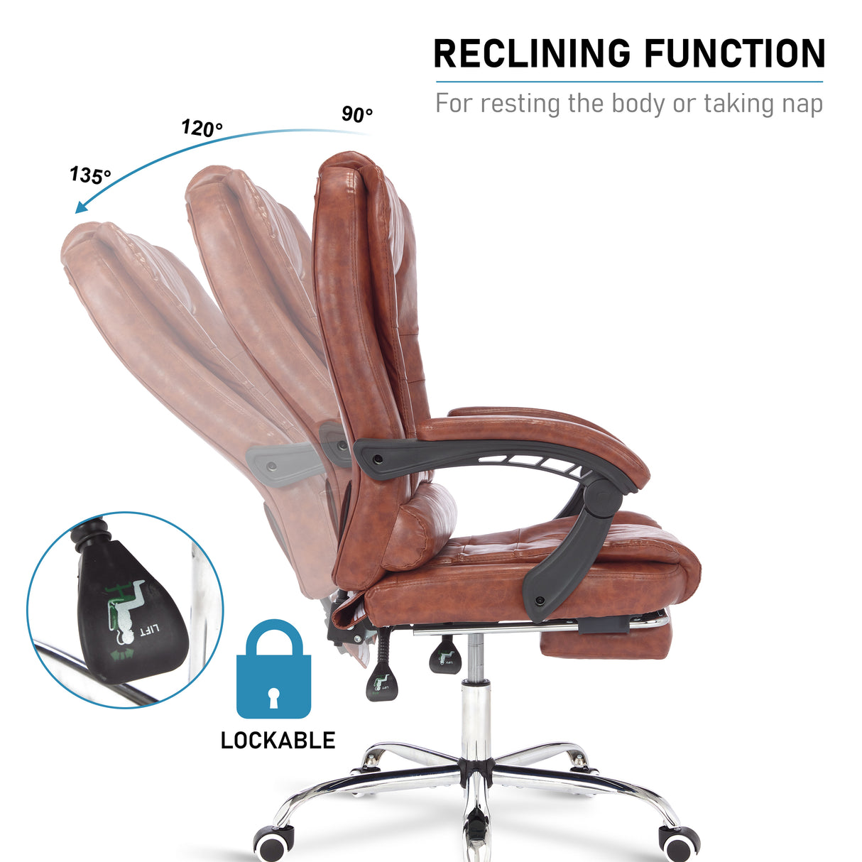 Large swivel recliner chair with a smooth reclining function for ultimate relaxation.