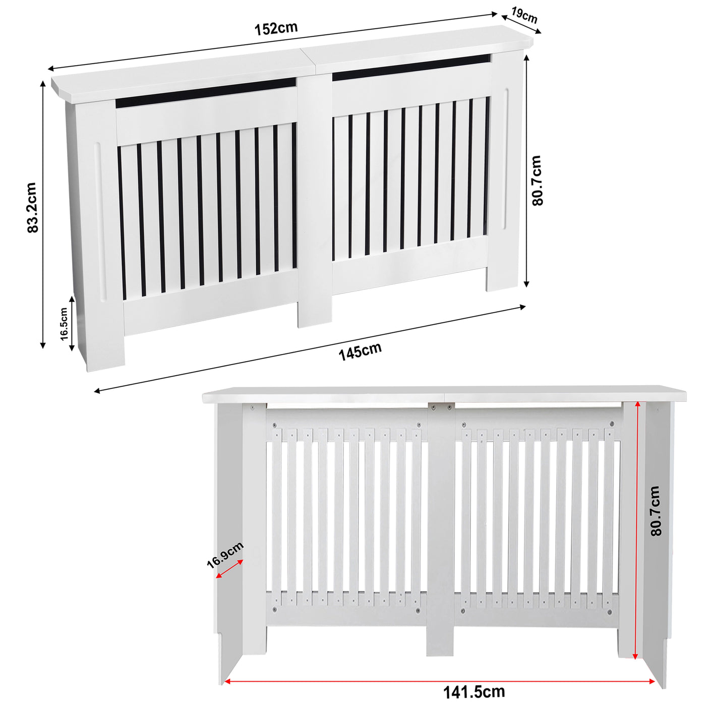 Chelsea White Radiator Cover,  Vertical Wooden Slats