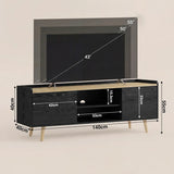 [Black] Larvik TV unit schematic showing 140x40x55cm and TV diagonal markers at 43, 50, and 55 inches