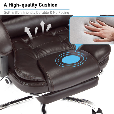 Leather office chair with massage function and high-quality cushion for superior comfort.