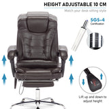 Leather office chair with massage feature and 10 cm height adjustment for customized comfort.