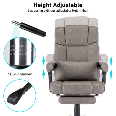 Leather recliner office chair with height adjustable feature for ergonomic comfort & support.