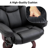 Swivel Recliner Chair With Footstool | Swivel Armchair | DHS featuring high-quality black leather cushion with plush padding and ergonomic support.