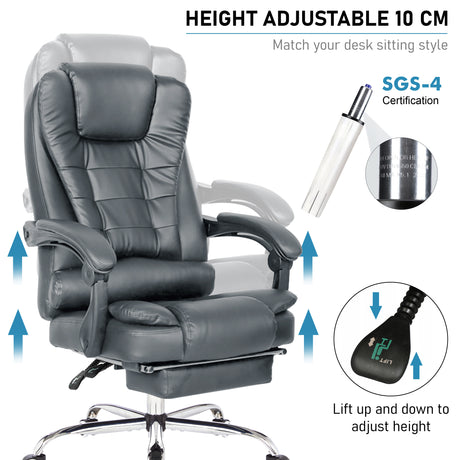 Leather Swivel Office Chair – Premium comfort with ergonomic design and 10 cm height adjustment.