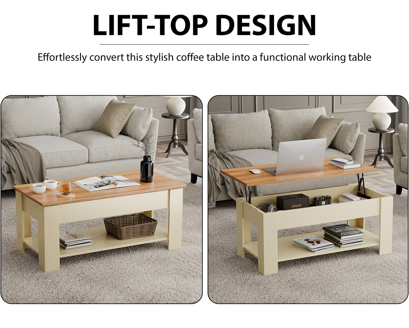 Blisswood Lift Up Modern Coffee Table with Storage