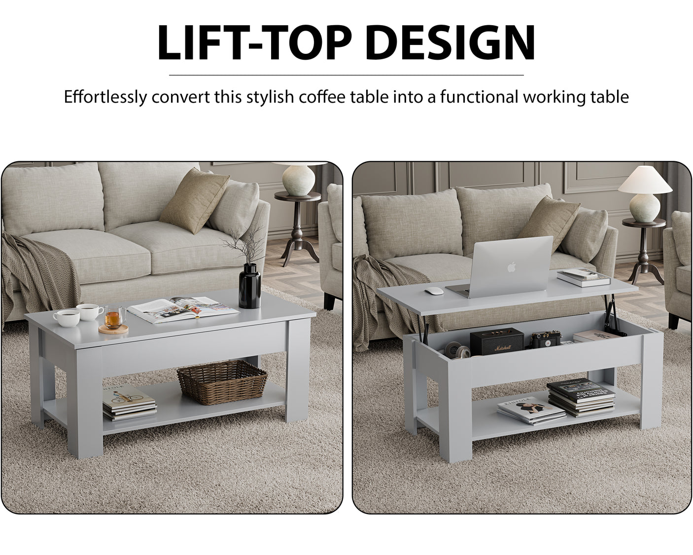 Blisswood Lift Up Modern Coffee Table with Storage