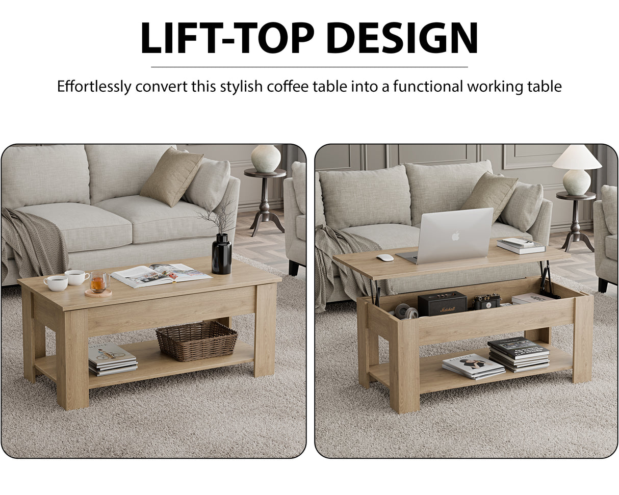 Lift Top Storage Coffee Table | Lift Up Modern Tea Table 120cm Wide