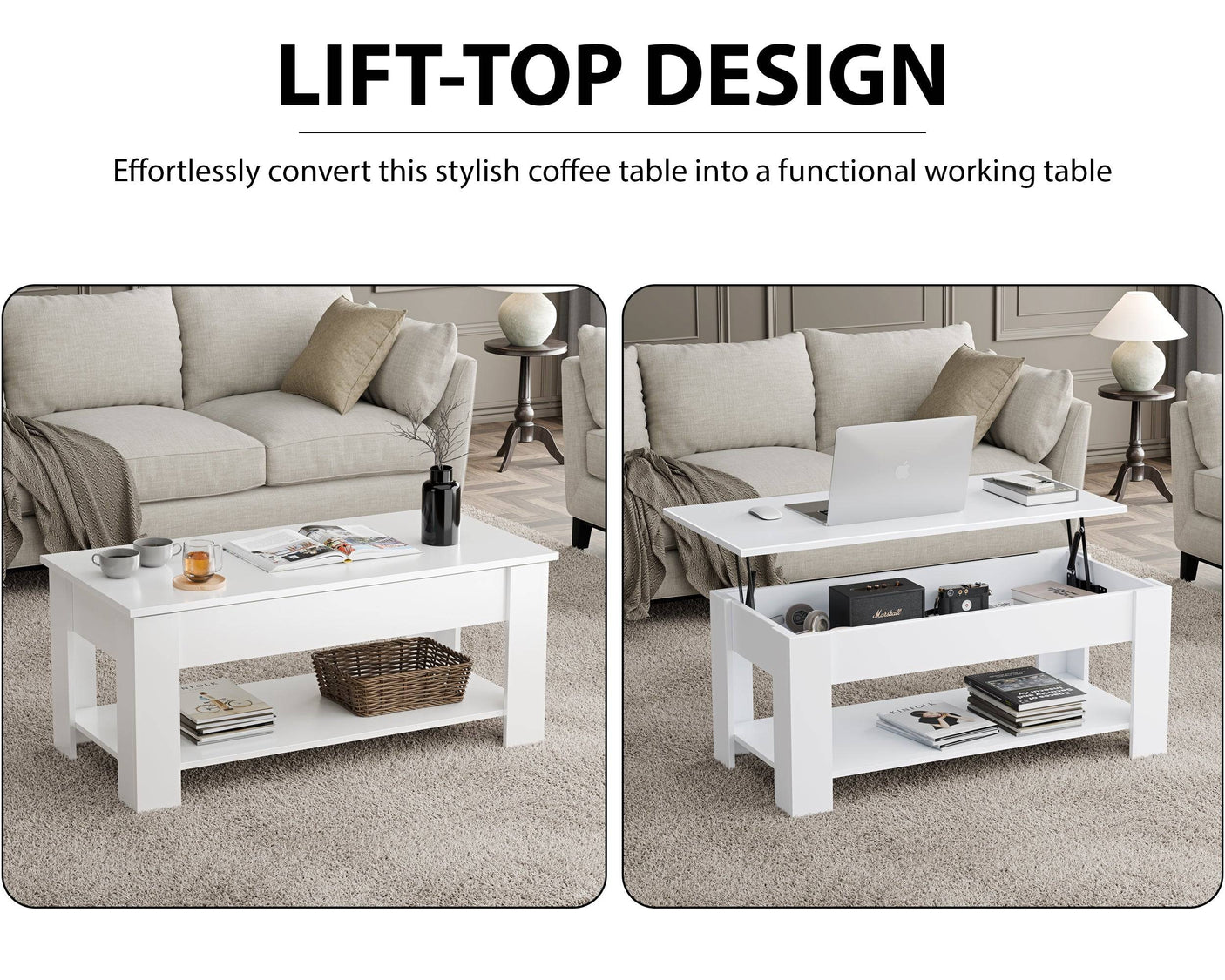 Blisswood Lift Up Modern Coffee Table with Storage
