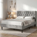 Velvet Bed Frame Double & King Size with Adjustable Headboard