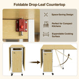 [Light Oak] Kitchen & Dining Furniture Sets drop-leaf countertop lock switch, folding panels, and compact setup graphic.
