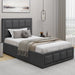 Single Ottoman Bed Frame With Headboard in dark grey fabric, offering a sleek, space-saving solution for modern or minimalist interiors.