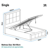 [Single | Grey] Linen ottoman bed single dimensions: 204 x 100 x 85 cm, 27 cm storage depth