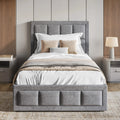 Linen Single Grey Ottoman Storage Bed Frame