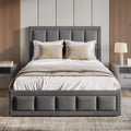 Linen Small Double Dark Grey Ottoman Storage Bed Frame