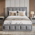 Linen Small Double Grey Ottoman Storage Bed Frame