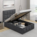Dark grey Blisswood Ottoman Bed Frame with mattress lifted to reveal spacious underbed storage. Perfect for maximizing bedroom space.