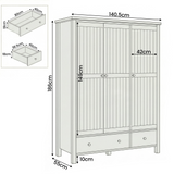 [Black] Linra wardrobe dimensions: 140.5 x 55 x 188 cm with internal hanging 146.5 cm and drawer 60 x 36 x 14cm