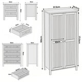 [Black] Linra bedroom furniture set dimensions: wardrobe 97.5x55.5x186, chest 83x42x95, bedside 50x40x60cm