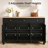 [Black] sideboard with adjustable shelf heights in a room setting