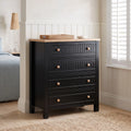 Linra Black 4 Chest of Drawers with Oak Top - Painted Finish