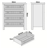 [Black] Linra chest of drawers dimensions: 83 x 42 x 95 cm overall with drawer interior 66.5 x 35 x 16 cm