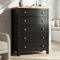 Linra Painted Tall 5 Chest of Drawers - Black Bedroom Drawers