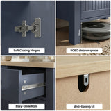[Blue] Linra 80cm sideboard feature grid: soft-close hinge, robot vacuum 10cm clearance, drawer rail and anti-tip bracket