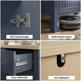 [Blue] Linra 80cm sideboard feature grid: soft-close hinge, robot vacuum 10cm clearance, drawer rail and anti-tip bracket