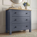Linra Blue Painted 3 Drawer Chest of Drawers with Oak Top