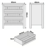 [Blue] Linra chest of drawers dimensions: W83cm x D42cm x H80cm with drawer interior 66.5 x 35 x 16cm