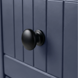 [Blue] Detail shot Linra chest of drawers black drawer knob and painted beaded drawer side face