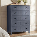 Linra Painted Tall 5 Chest of Drawers - Blue Bedroom Drawers