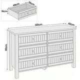 [Blue] Linra large 6 drawer chest dimensions 120 cm wide 42 cm deep 80 cm high with 49x35x16 cm drawer