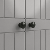 [Grey] Macro Linra wardrobe brass knob mounted on grooved drawer with painted finish