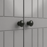 [Grey] Macro Linra wardrobe brass knob mounted on grooved drawer with painted finish