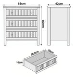 [White] Linra chest of drawers dimensions: W83cm x D42cm x H80cm with drawer 66.5 x 35 x 16cm