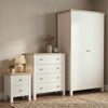 [White] Linra White Painted 3 Piece Bedroom Furniture Set - Oak Top showing the wardrobe, chest, and bedside.