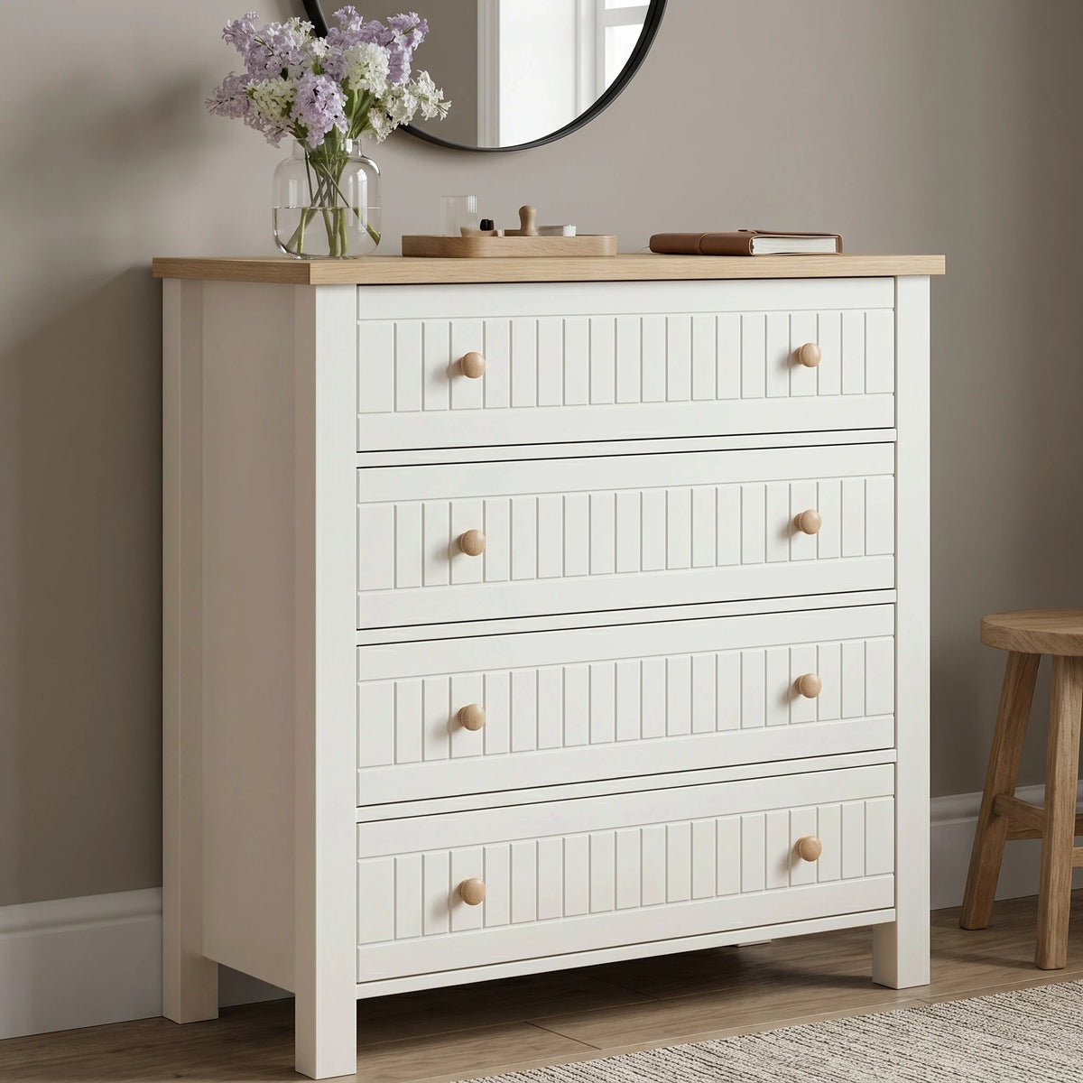 Linra Painted 4 Chest Drawers Bedroom Drawers
