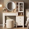 Linra White Painted Dressing Table with LED Mirror and Storage