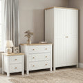Linra White Painted 3 Piece Bedroom Furniture Set - Oak Top