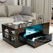 High Gloss Coffee Table with Storage Drawers & LED Lights
