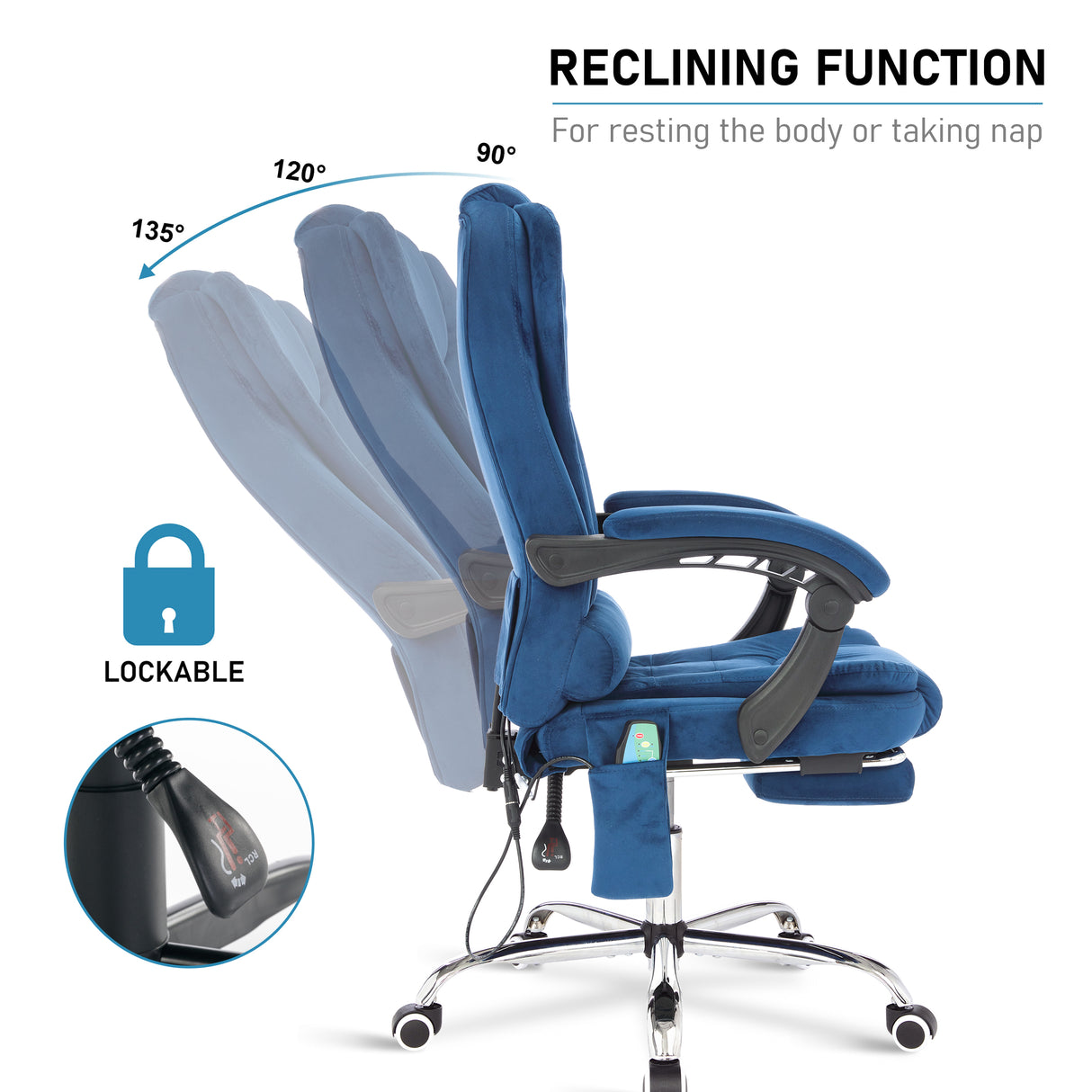 Blisswood lockable massage desk chair for ergonomic support and relaxation.