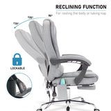 Lockable office massage chair with reclining function for enhanced comfort and support.