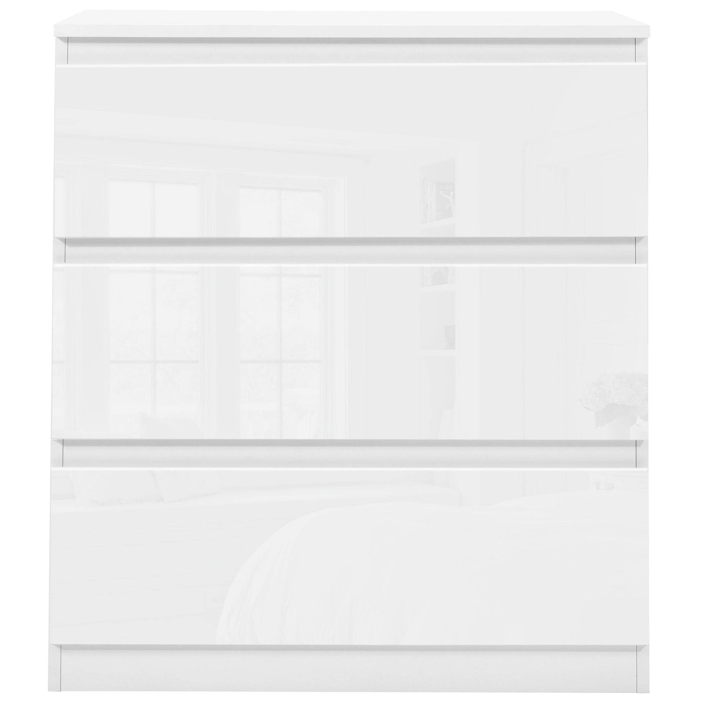 Low chest of drawers for bedroom, providing stylish and compact storage with a modern design.